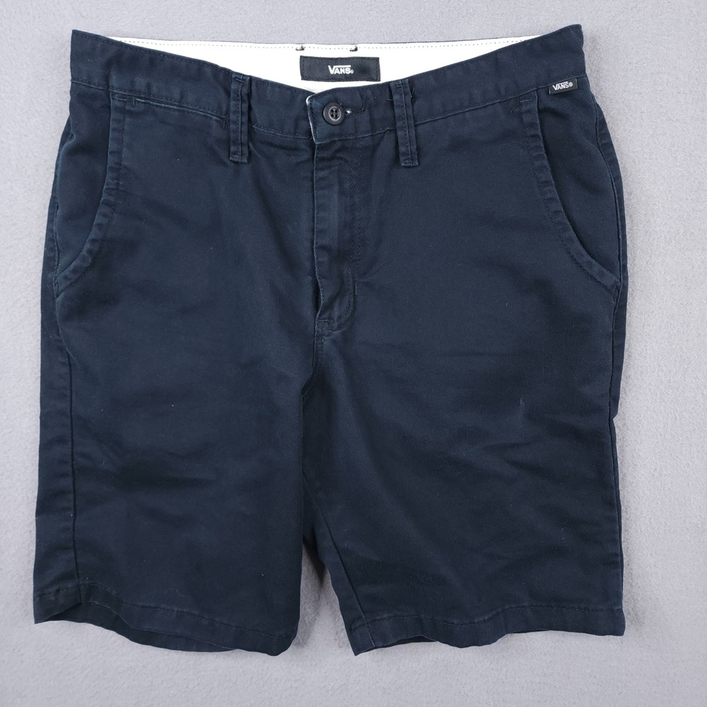 Vans Mens Size 32 Chino Shorts Navy Blue Skater Streetwear Casual Twill Bottoms